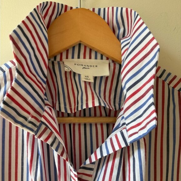 Tuckernuck Cute Cotton Striped Popover Short Sleeve Button Down Shirt Top SZ XS - Picture 9 of 12